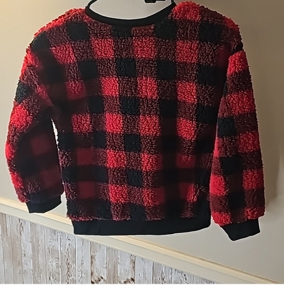 đź–¤Buffalo Plaid Sherpa Sweatshirt #U3 - Picture 3 of 3